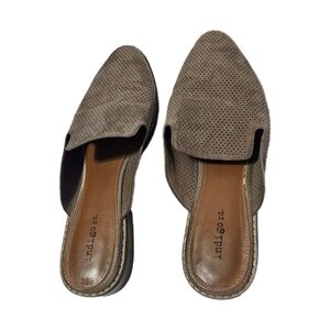 Mules perforated brown taupe shoes size 9